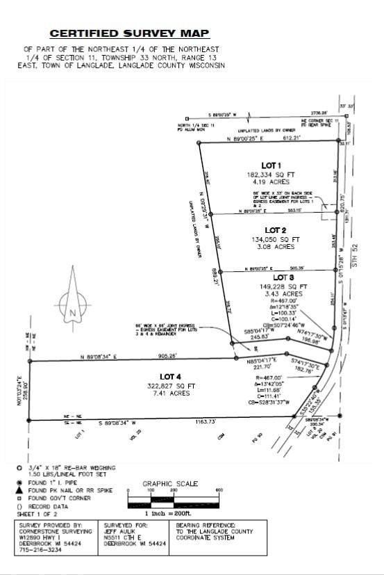 Certified Survey Map showing lot boundaries for Lily Lands parcels